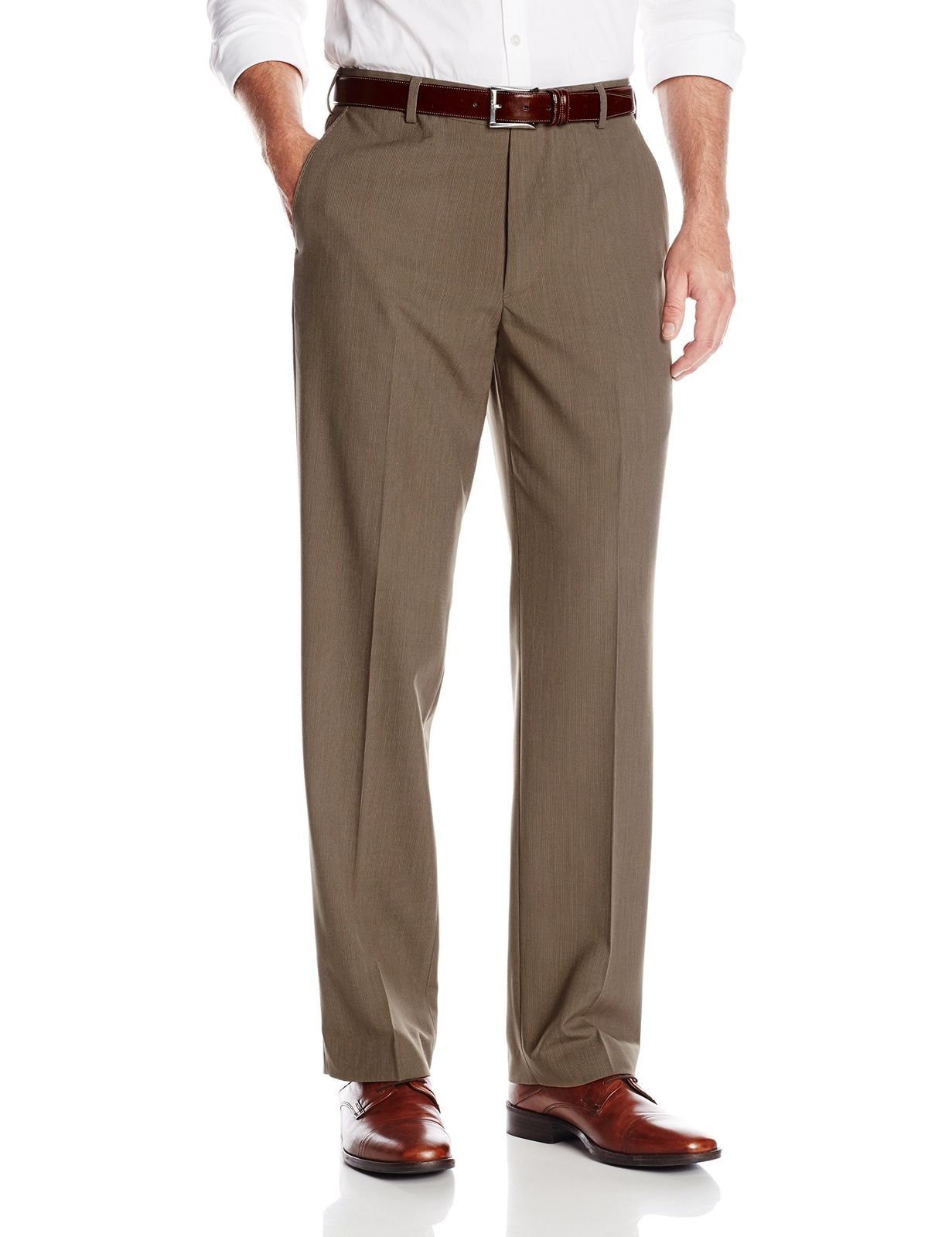 Arrow Men's Taupe Flat Front Suit Separate Pant, Khaki, 40W x 29L - Pants