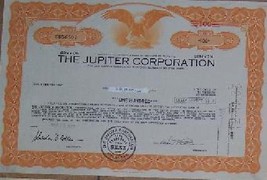 The Jupiter CorporationStock Certificate - 1971, Old Rare Scripophilly Bond - $29.95