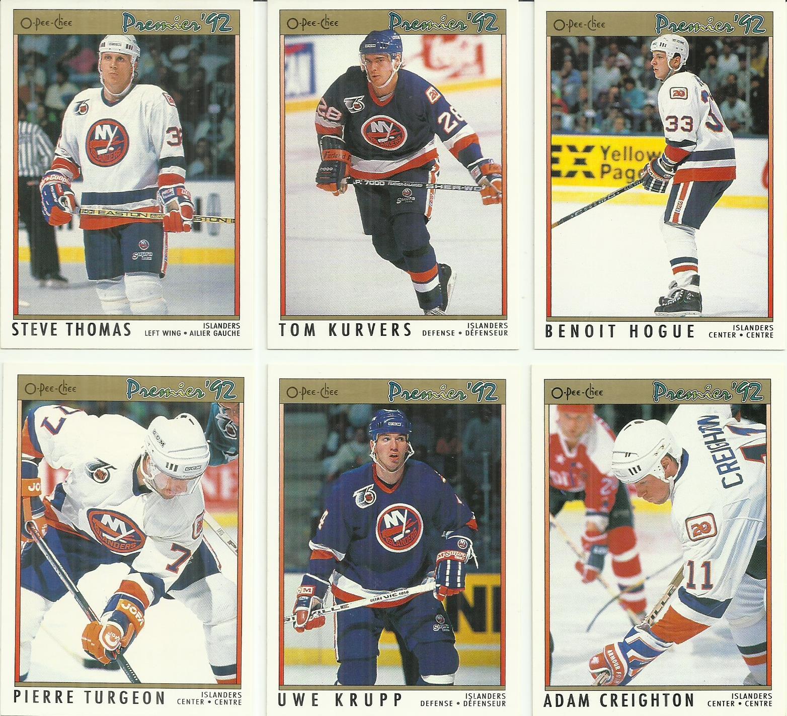 (6) 1991-92 Opc Premier (new York Islanders Complete Team Set) See 