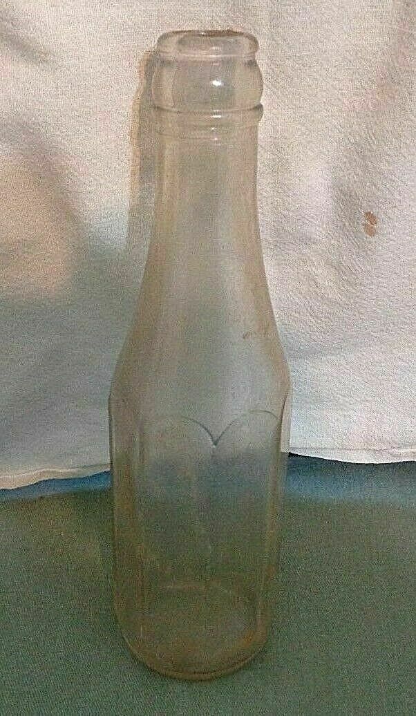 Vintage HJ HEINZ BOTTLE Clear Glass Ketchup Condiment Eight Panels