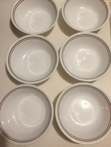 Set of 6 Corelle Soup Salad Bowls Dinner Winter Holly Green Red Stripe 6... - $29.09