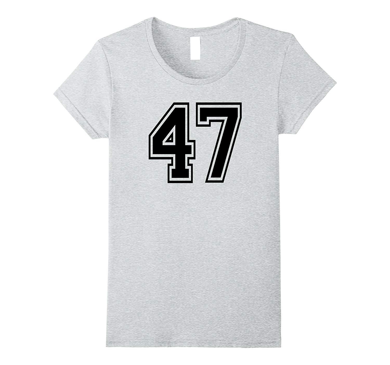 New Tee - Number #47 College Sports Team T-Tees front & back BLACK ...