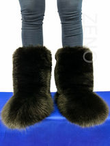 Double-Sided Fox Fur Boots For Oudoor Eskimo Fur Boots Arctic Boots Black Fur image 3