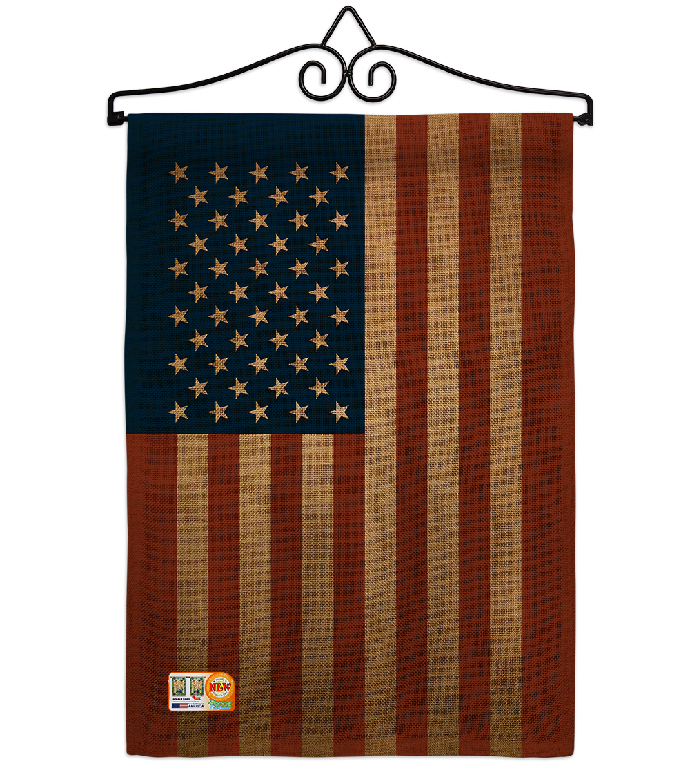 USA Burlap - Impressions Decorative Metal Wall Hanger Garden Flag Set