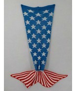 ADULT SMALL 37inch KNIT MERMAID TAIL BLANKET RED WHITE &amp; BLUE COCOON COZ... - $22.99