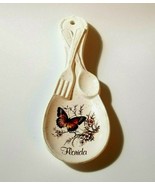 Vintage Florida Butterfly Flowers Hanging Ceramic Spoon Rest Souvenir TI... - $15.60