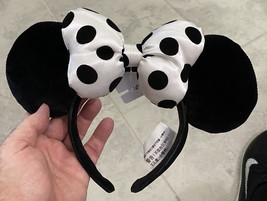 Disney Parks White Black Polka Dot Minnie Mouse Ears Headband NEW 