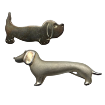 Lot of 2 Sterling Silver 925 Dog Dachshund Jewelry Brooch Pin Made in Italy 15g image 1