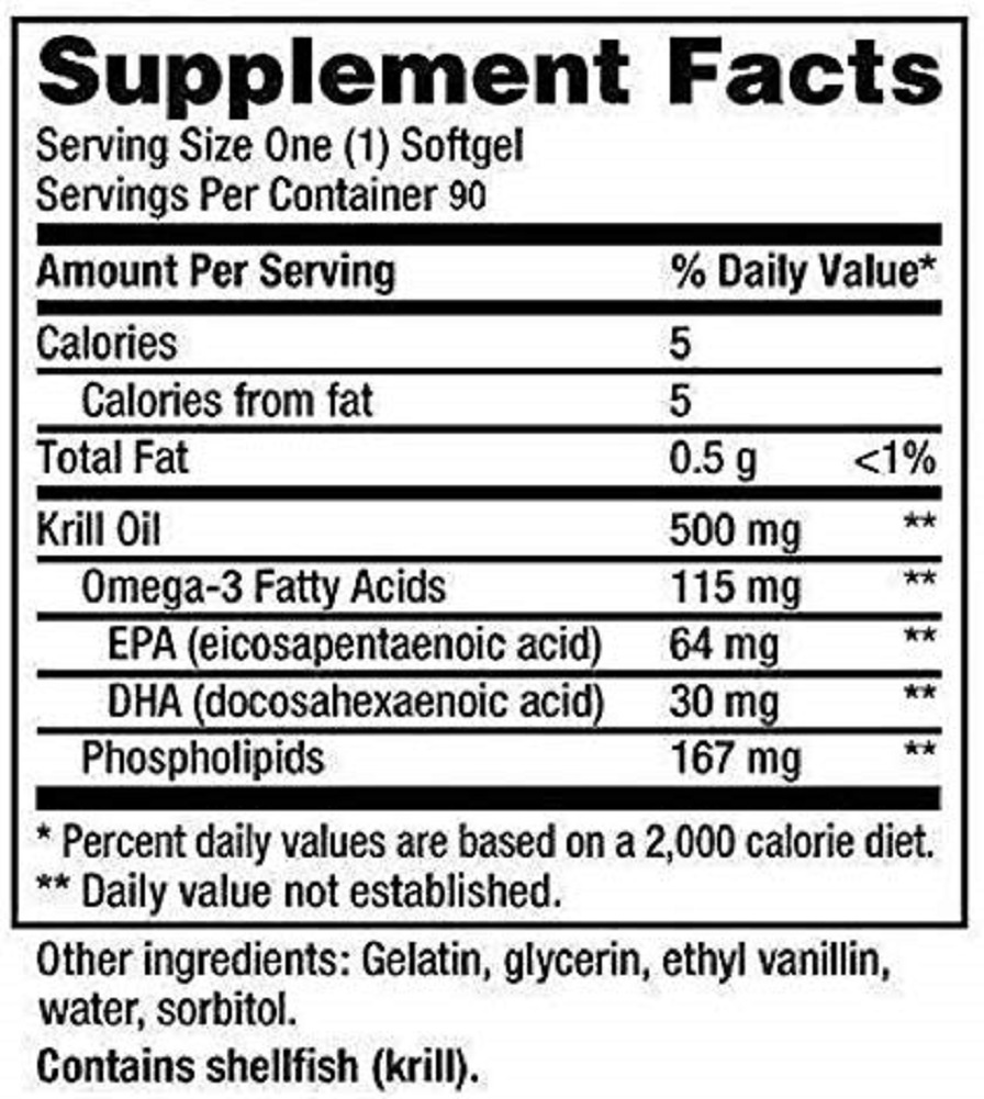 MegaRed Extra Strength Omega 3 Krill Oil 500mg Supplement, 90 Count