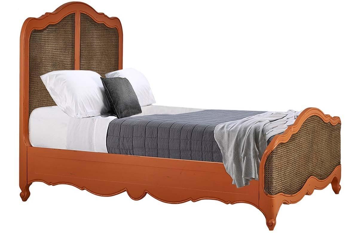 Bramble 26992 Vintage Orange Covington Rattan King Bed Solid Wood