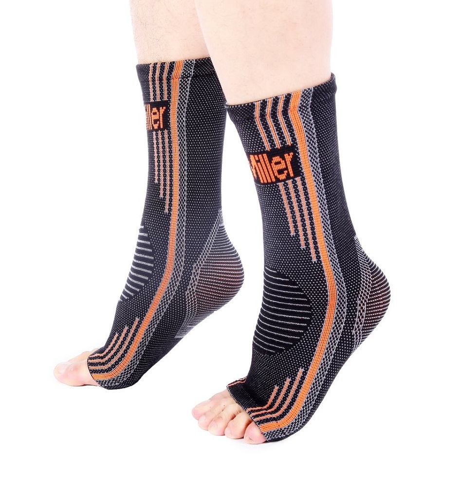 Doc Miller Premium Ankle Brace Compression Support Sleeve Socks (Orange, Large)