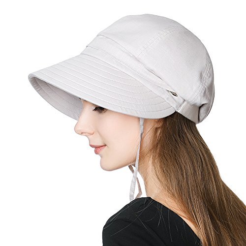 Womens Linen Sun Hat Wicking Golf Visors Fashion Wide Brim UV ...