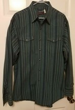 Vtg Wrangler Denim Western Cowboy Striped Snap Shirt Sz 17 1/2-36 X-Long... - $20.37