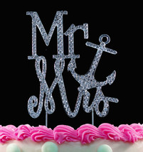 Anchor Mr and Mrs Crystal Cake Toppers Bling Wedding Anniversary Cake To... - $15.86