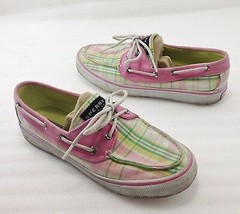 Sperry Top-Sider Women 6.5 M Pink Green Plaid Boat Deck Shoes 9755802 - $32.83