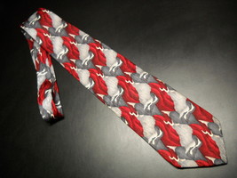 Stonehenge Cocktail Collection Neck Tie Champagne Reds Grays White Made In USA - $10.99
