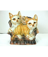 Vintage Porcelain Figurine 2 Ginger Kitty Cats Kittens Lounging on Love ... - $24.70