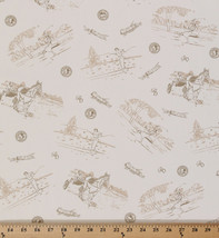 Golfing Scene Vintage-look Cream Golfers Cotton Polyester Fabric by Yard D341.13 - $9.95