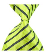 Lime Stripe Silk Classic Woven Man Tie Necktie 122 - $3.99