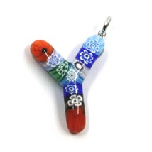 LETTER Y PENDANT MURANO GLASS MULTI COLOR MURRINE 2.5cm 1" INITIAL MADE IN ITALY image 1