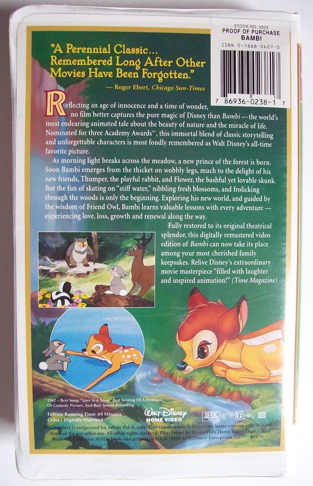 Disney Masterpiece Bambi 55th Anniversary Limited Edit Vhs 1997 Excellent Tested Vhs Tapes 