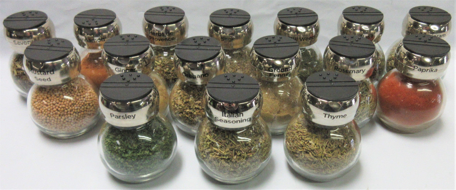Martha Stewart 16 Herb & Spice Replacement Jars for Carousel Spice Rack