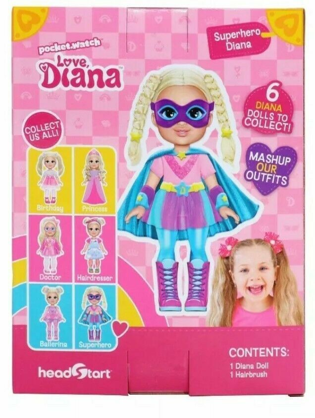 Love, Diana Mashups 6 Doll & Brush Pocket-Watch - Superhero Diana