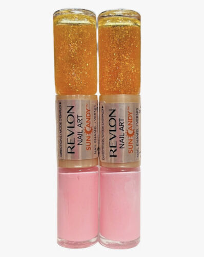 2X Revlon Sun Candy Nail Polish 2-In-1 Nail Enamel - Color #480 Pink Dawn