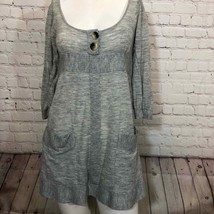 Free People dress quarter sleeves pockets size small gray - $45.00
