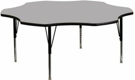 60'' Flower Grey Thermal Laminate Activity Table - Height Adjustable Short Legs - $754.12