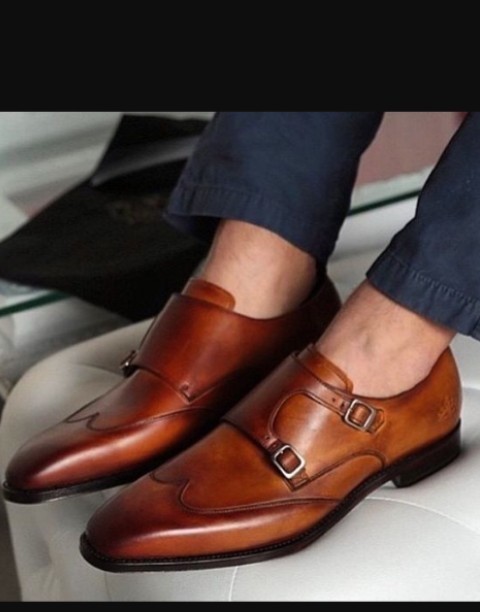 Stylish Handmade Brown Classic Double Monk Strap Gorgeous Looking Leather Shoes