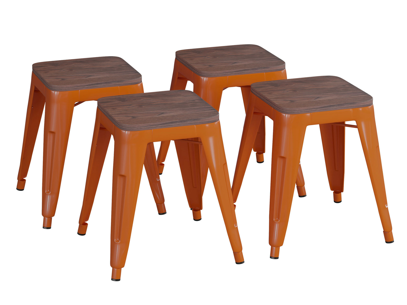 Primary image for 18" Backless Table Height Stool with Wooden Seat, Orange Dining Stool- Set of 4