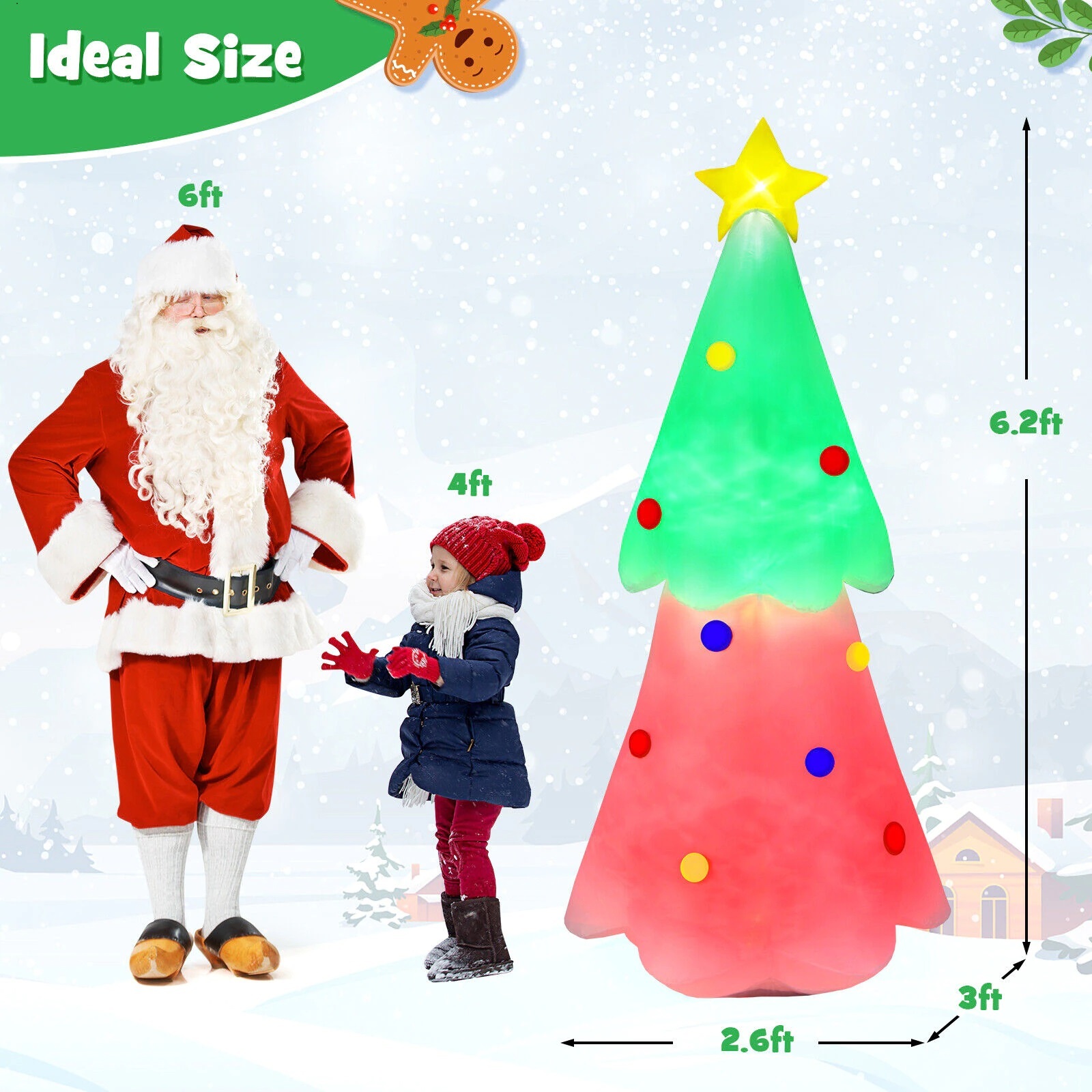 6.2 FT Inflatable Christmas Tree Blowup Xmas Tree with Topper Star