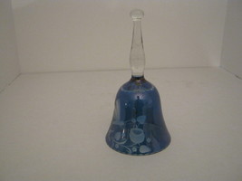 VINTAGE BLUE CRYSTAL  BELL WITH A BUTTERFLY ETCHED - $19.75