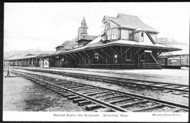 Greenfield, MA B&amp;W Und/B Postcard - Railroad Train Station &amp; Restaurant - $14.75