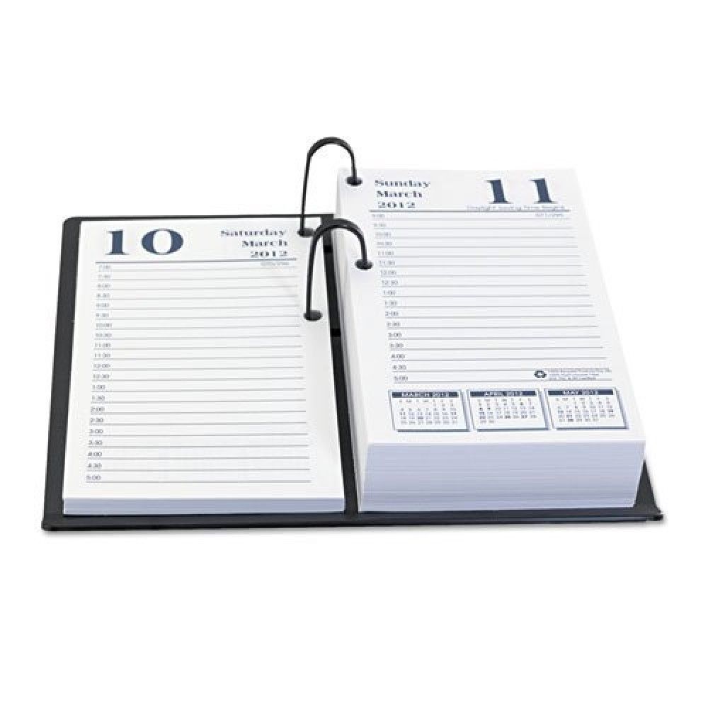 17 Style Daily Desk Calendar Base Black Plastic, 2 Metal Rings (3.5 x 6