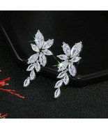  925 Silver Marquoise Cut White Sapphire Stud Dangle Wedding Earrings Je... - £82.35 GBP