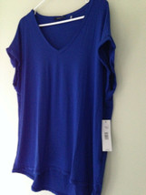 NWT Tahari Designer Moore Knit Sonata Blue Oversized Relaxed V-Neck Top ... - $45.54