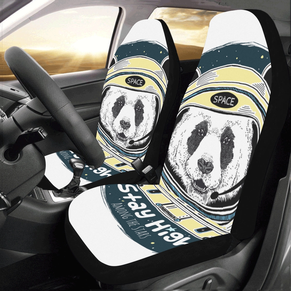 Astronomy Chinese Giant Panda Space Universal Fit Auto Drive Car Seat