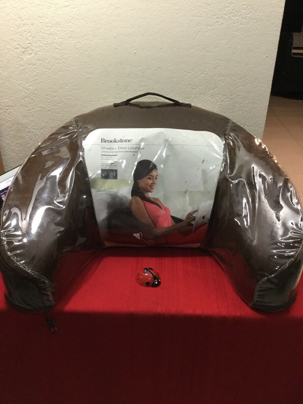 Brookstone Shiatsu Massaging Bed Rest Backrest Pillow Lounger Plush NAP