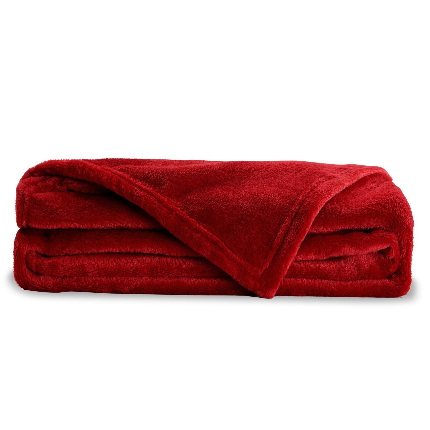 Flannel Throw Blanket Luxury Burgundy Red Twin Size 60x80 Inches Lightweight Plu Blankets & Throws