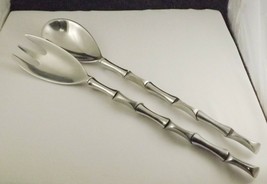Pier 1 Stainless Large 2 Piece Salad Serving Set -Unusual Twisted Handles - $19.75
