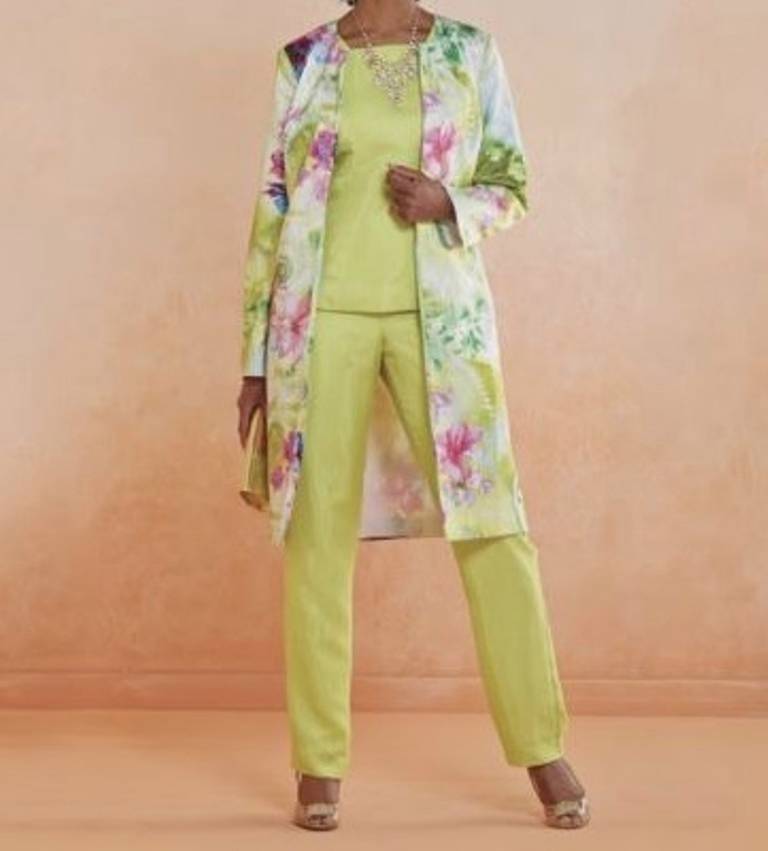 Women's Wedding evening party Church Dinner duster 3P pant suit plus L