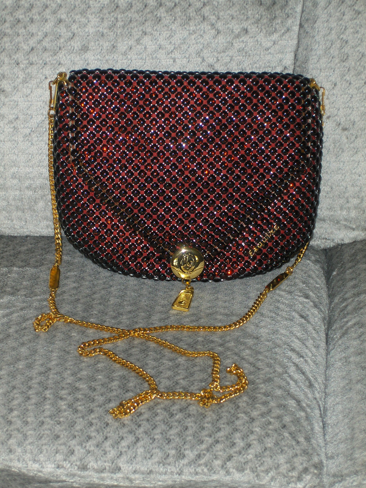 Esquire Collection Shoulder Bag Metallic Bead Purse Red Handbag Tote ...