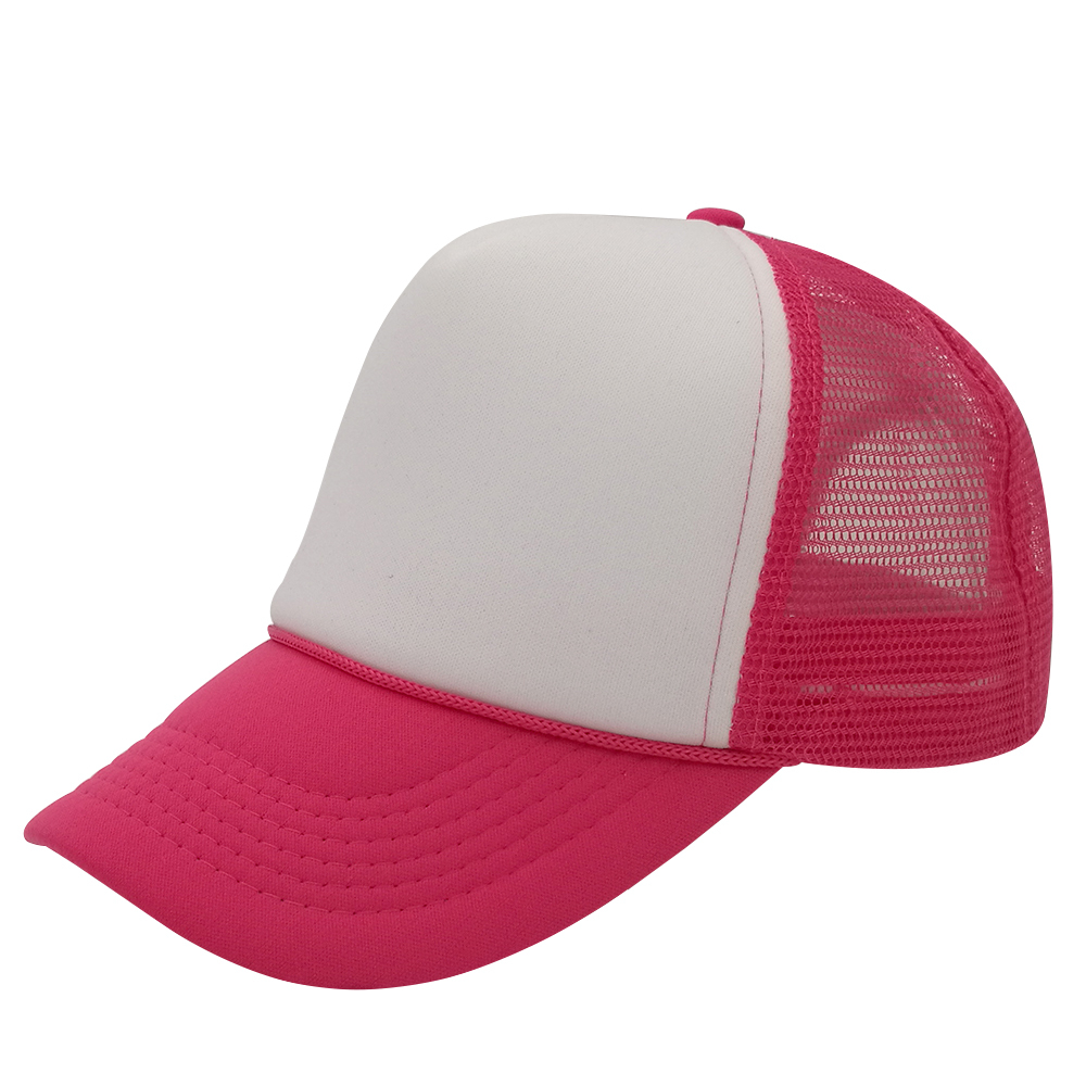 White/Pink Rope Front Plain Trucker Baseball Cap Adjustable Mesh Hat ...