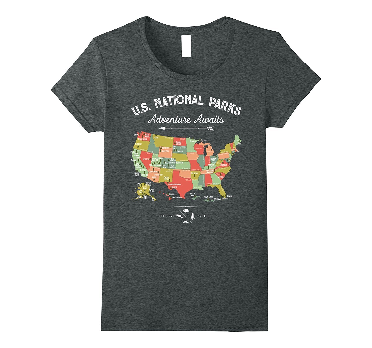 Image of National Park Map Vintage T Shirt - All  National Parks Women