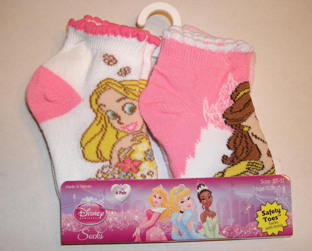 Disney Princess Socks Toddler Girl Size 2T 3T Shoe Size 5 8 Safety