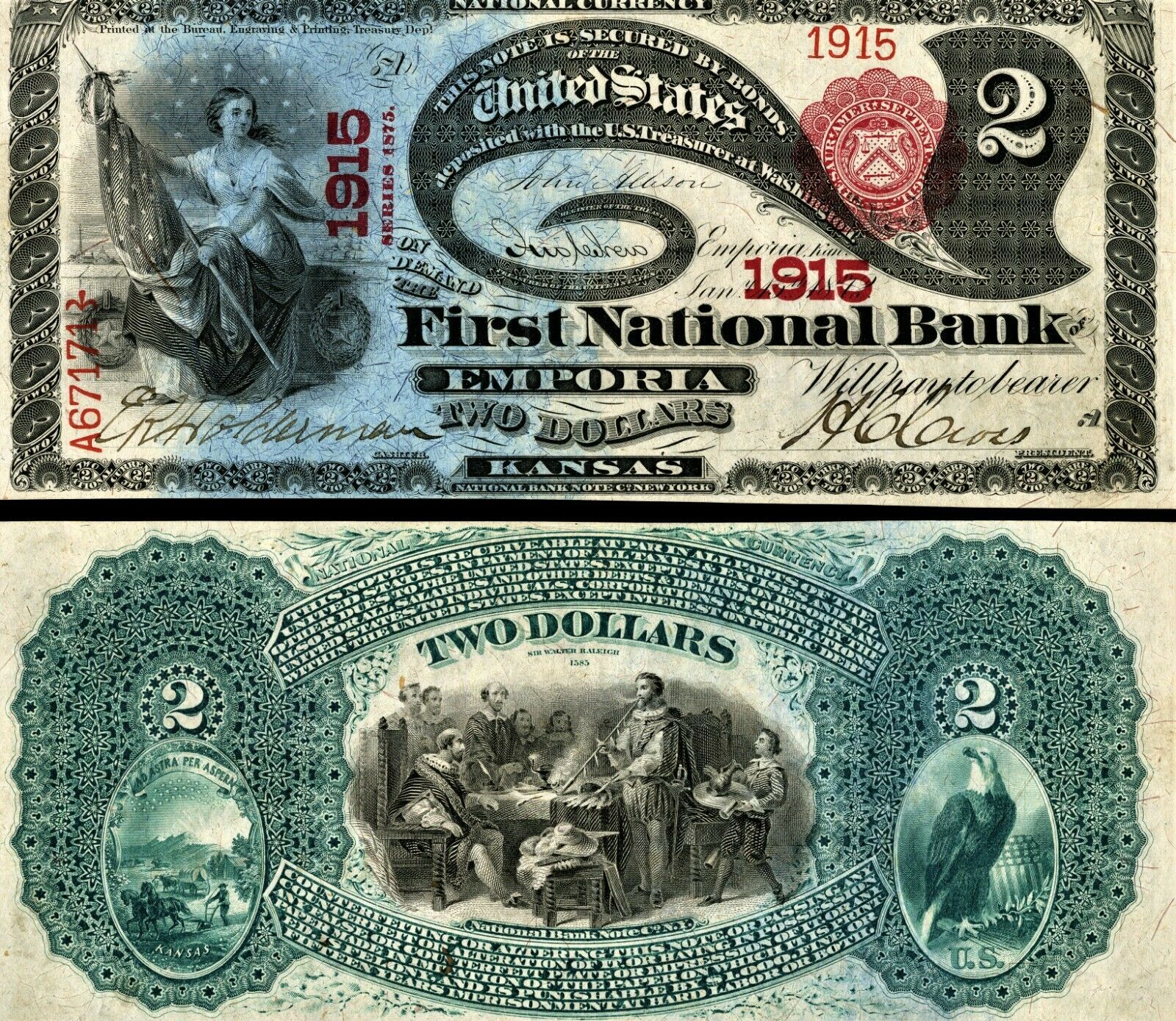 Reproduction $20 1875 National Bank Note US Paper Money Currency Copy 
