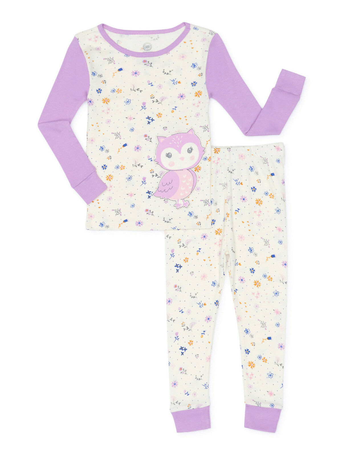 Toddler Girls' Cotton Sleep Set, 2 Piece Pajamas Purple Owl Size 2T 4T