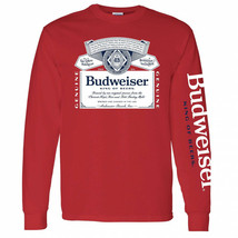Budweiser Beer Sleeve Print Long Sleeve Shirt Red - $44.98+